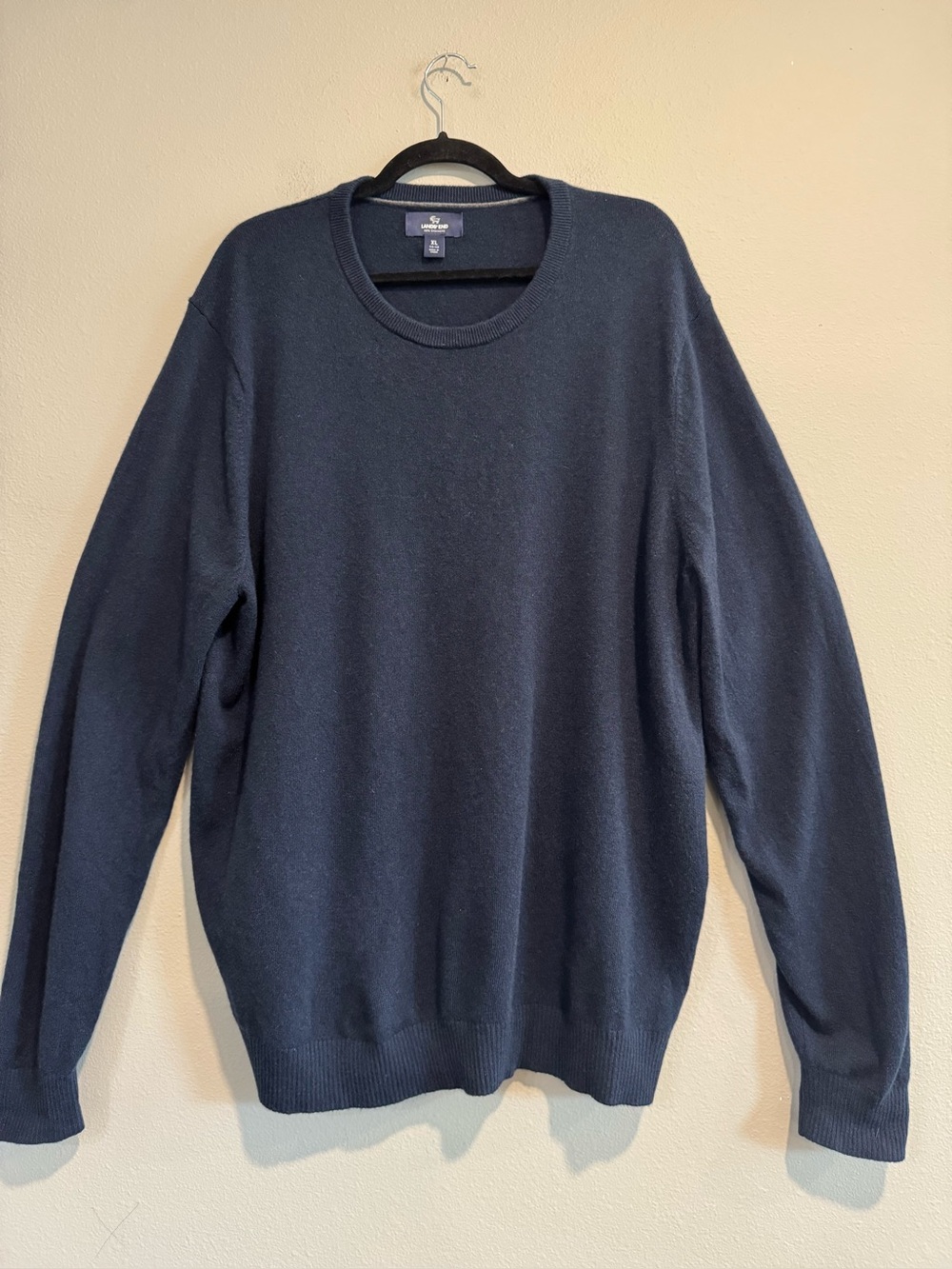 Lands’ End 100% Cashmere Crew Neck Sweater Preppy Minimalist Classic XL